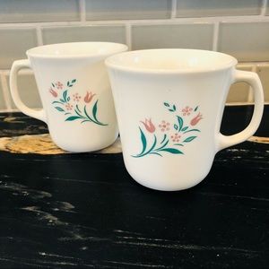 Vintage 90s Corningware Set of 2 RoseMarie Floral Mugs